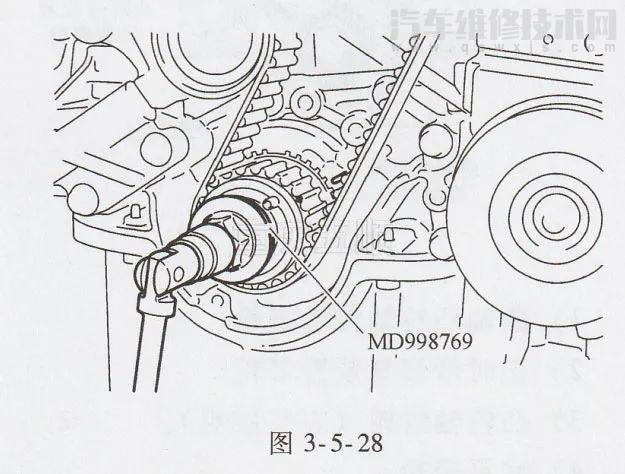0l6g72)(3.8l 6g75)正时皮带安装图 三菱帕杰罗正时皮带怎么拆