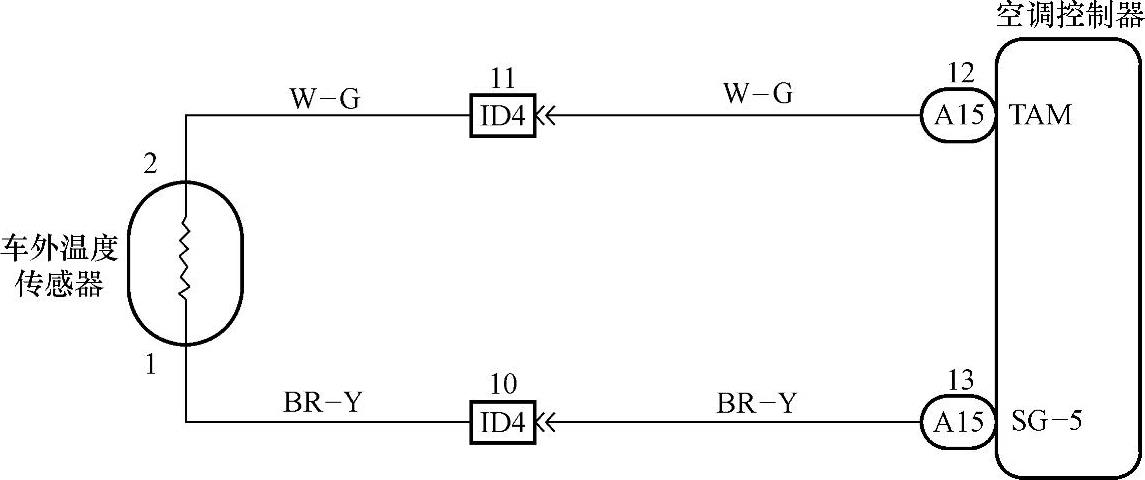 车外温度传感器与空调控制器连接电路图